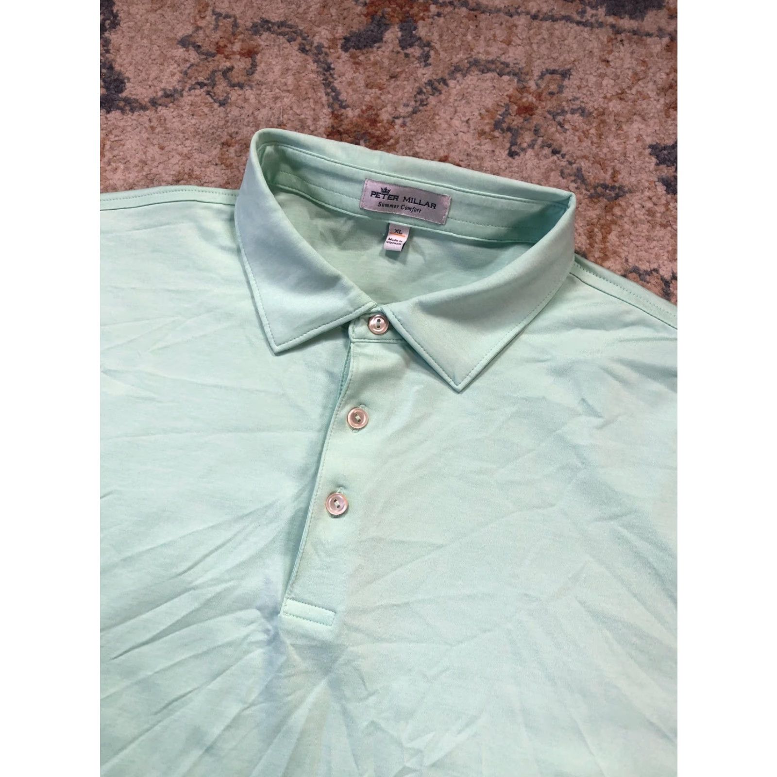 Peter Millar Peter Millar Summer Comfort Polo Shirt Mens XL Green Solid Golf Short Sleeve Size US XL / EU 56 / 4 - 6 Thumbnail