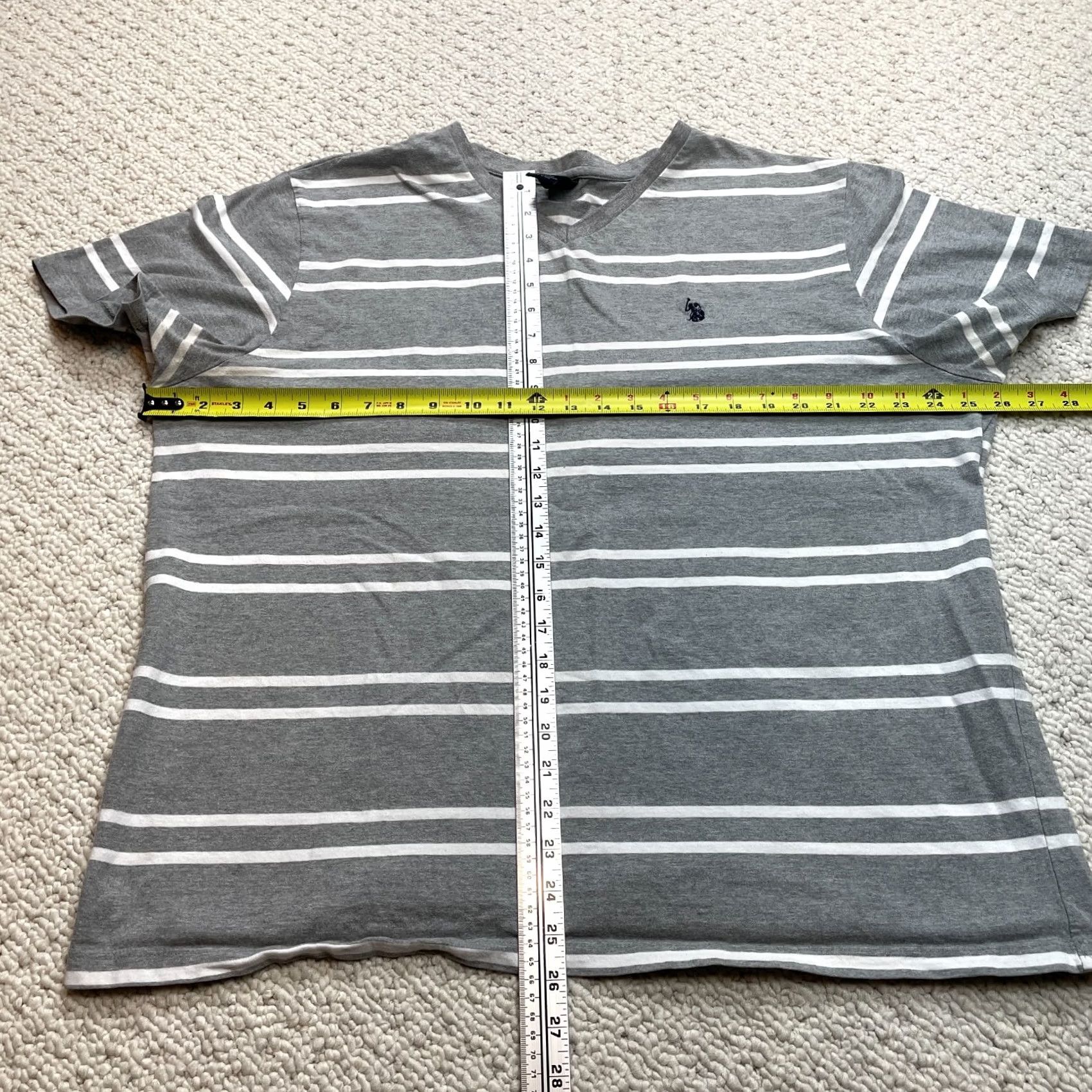Vintage US Polo Assn. Shirt Mens 2XL Gray Striped Short Sleeve V Neck Cotton Logo T-Shirt Size US XXL / EU 58 / 5 - 2 Thumbnail