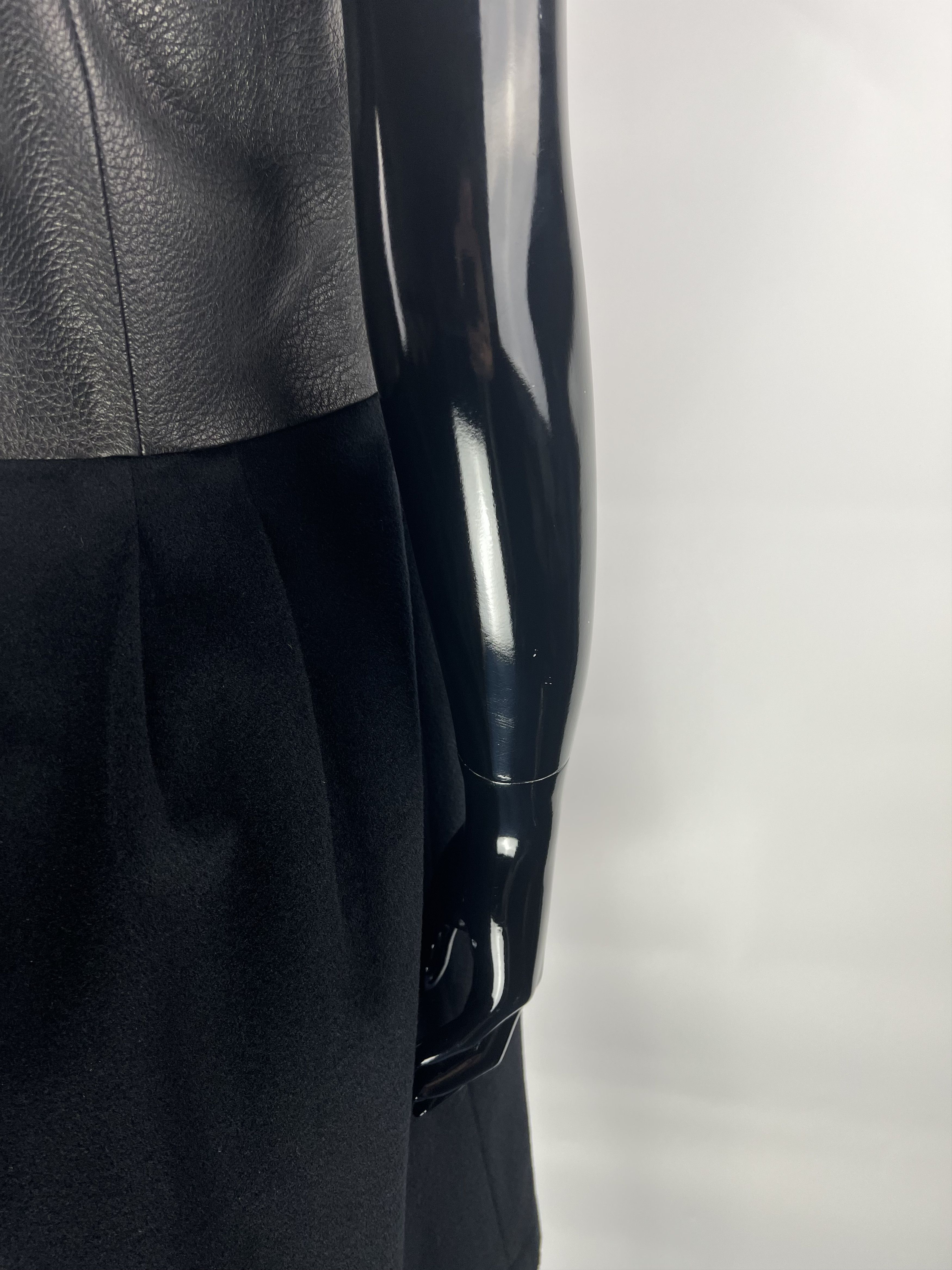 Handmade × Leather Hand Made Black Leather Wool Mini Dress Size S Size S / US 4 / IT 40 - 5 Thumbnail