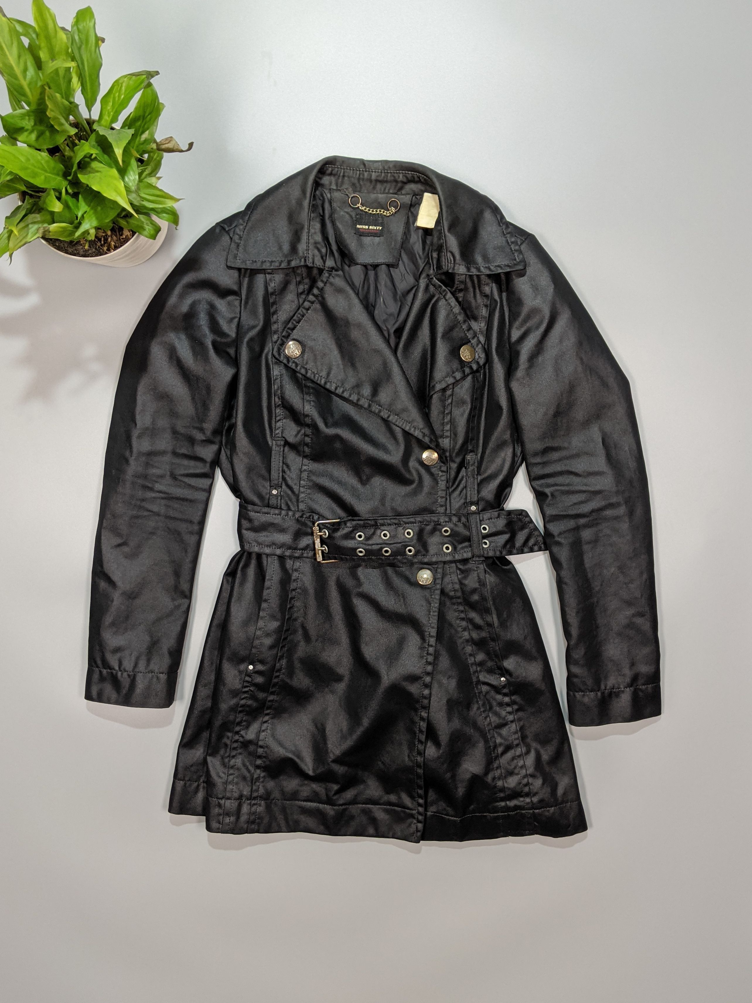 Miss Sixty Miss Sixty Vintage 90s` Women's Black Fitted Trench Coat Size M / US 6-8 / IT 42-44 - 1 Thumbnail