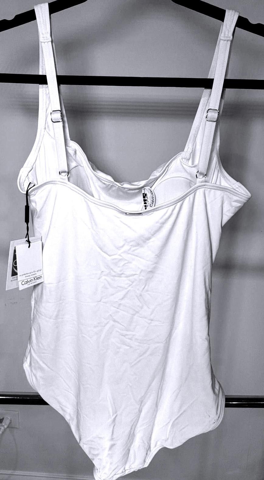 Calvin Klein Calvin Klein White Ruched One-Piece Swimsuit - Size 16 Size ONE SIZE - 2 Thumbnail