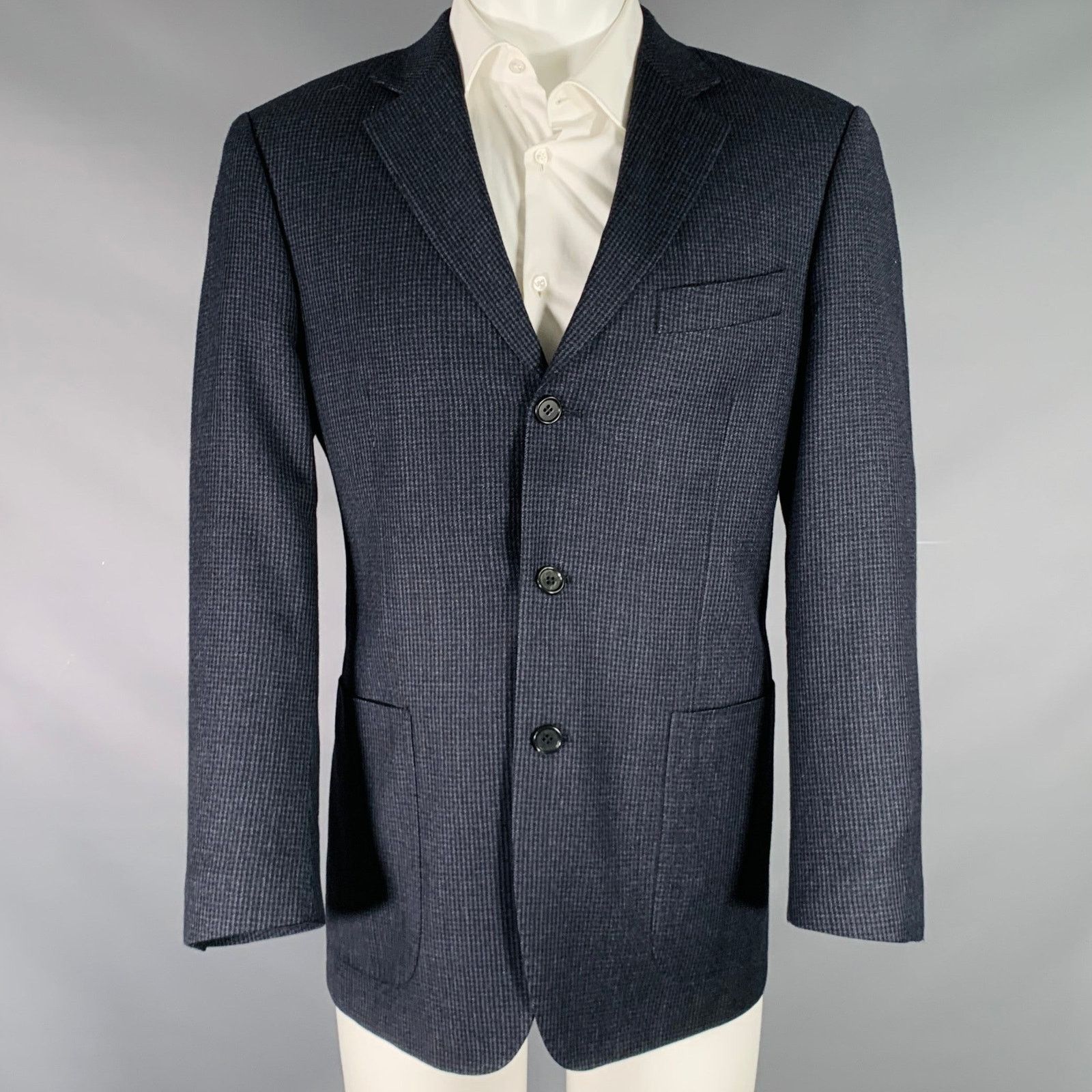 U.S. Polo Assn. POLO Black Navy Wool Houndstooth Sport Coat Size 40R - 1 Thumbnail