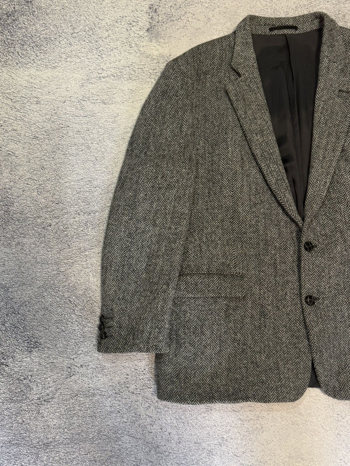 Harris Tweed Harris Tweed Herringbone Blazer Wool Men 44R Tailored Jacket Size 44R - 3 Thumbnail