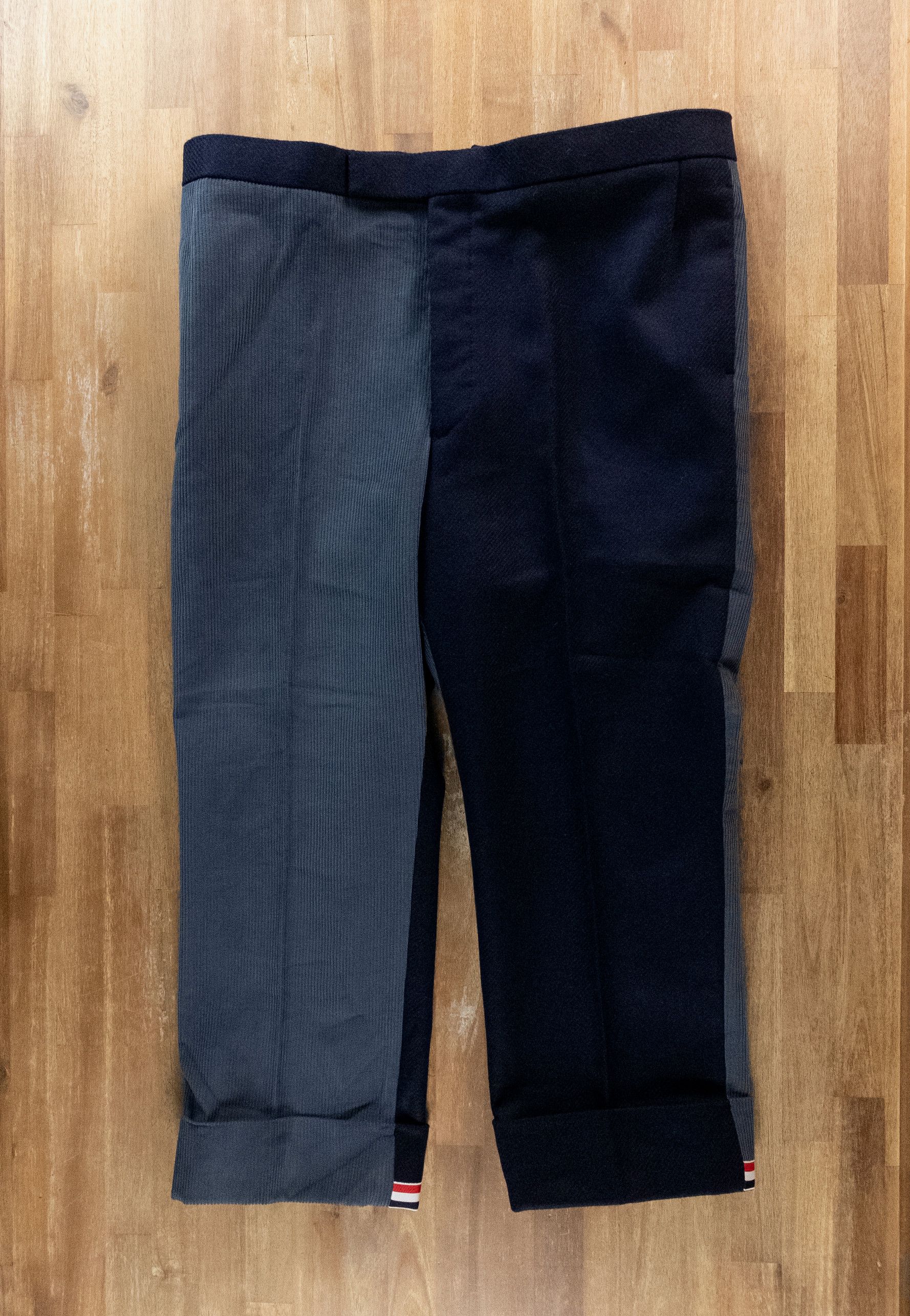 Thom Browne THOM BROWNE Fun-Mix blue wool & corduroy backstrap pants Size US 38 / EU 54 - 1 Thumbnail
