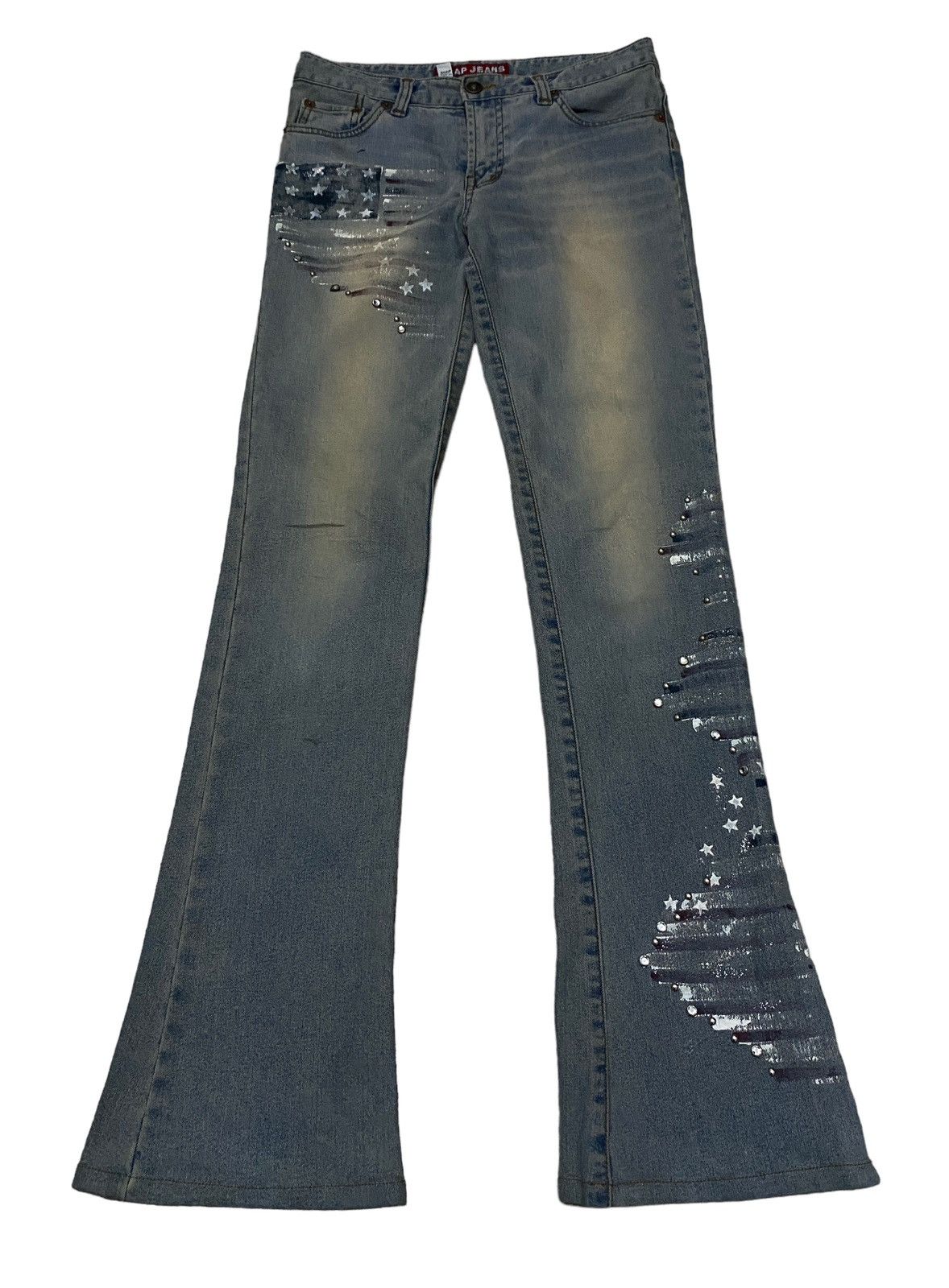 image of If Six Was Nine x Vintage Design Vintage Snap Flared Jeans 2000S in Denim (Size 27)