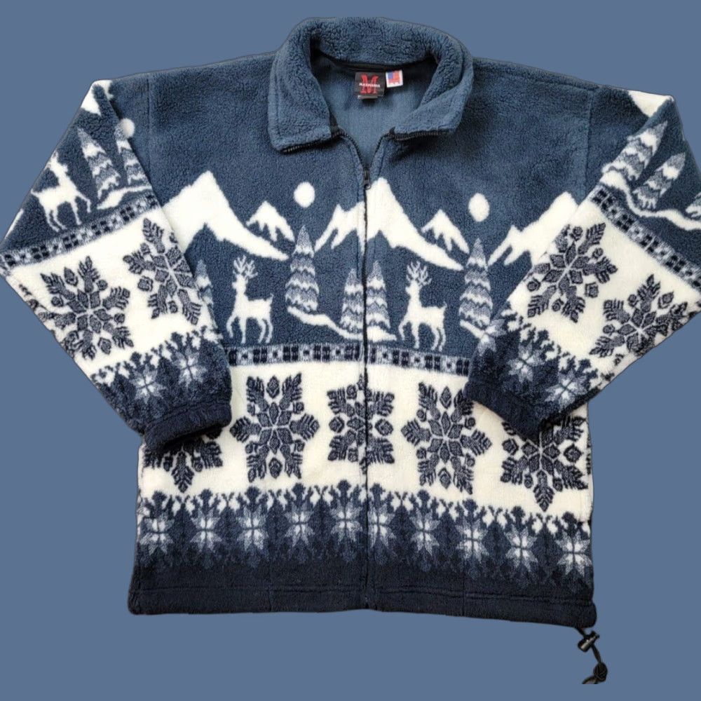 Vintage Mazmania Fleece Jacket Women's Medium Blue Full Zip Winter Outdoor Holiday Size M / US 6-8 / IT 42-44 - 1 Thumbnail