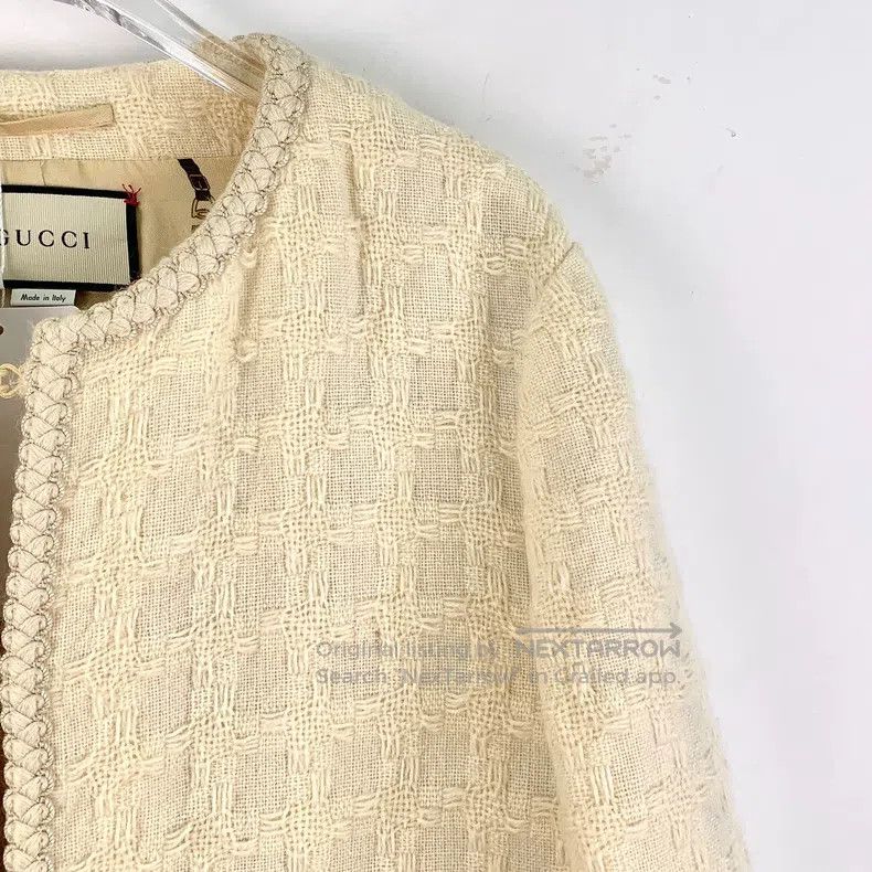 Gucci Gucci Beige wool woven tweed small fragrance jacket Size S / US 4 / IT 40 - 3 Thumbnail