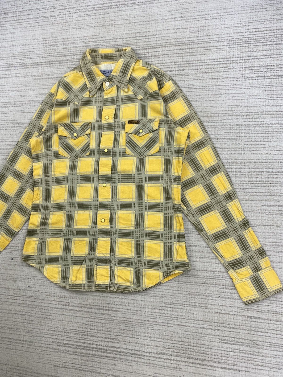 Hysteric Glamour × Japanese Brand × Vintage Vintage Hysteric Yellow Checked Button Ups Shirt Size US S / EU 44-46 / 1 - 4 Thumbnail