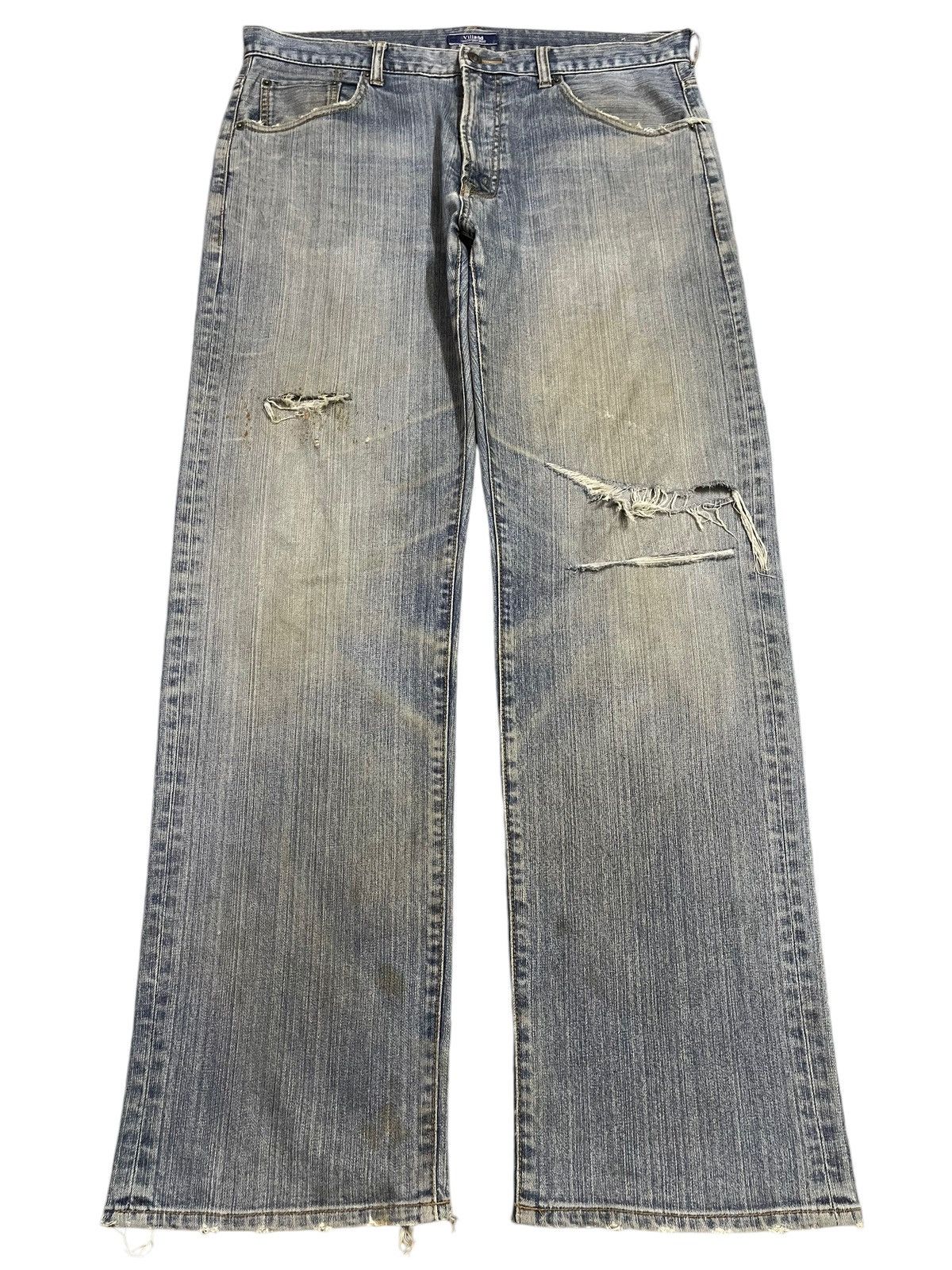 Vintage Japanese Brand Blue Wash Distress Loose Jeans