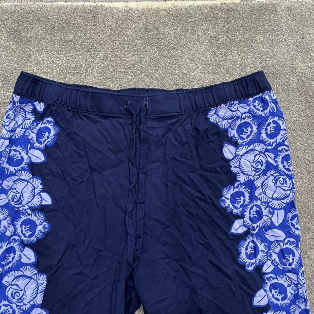 Designer Aerie blue and purple floral jogger pants Size 32" / US 10 / IT 46 - 2 Thumbnail