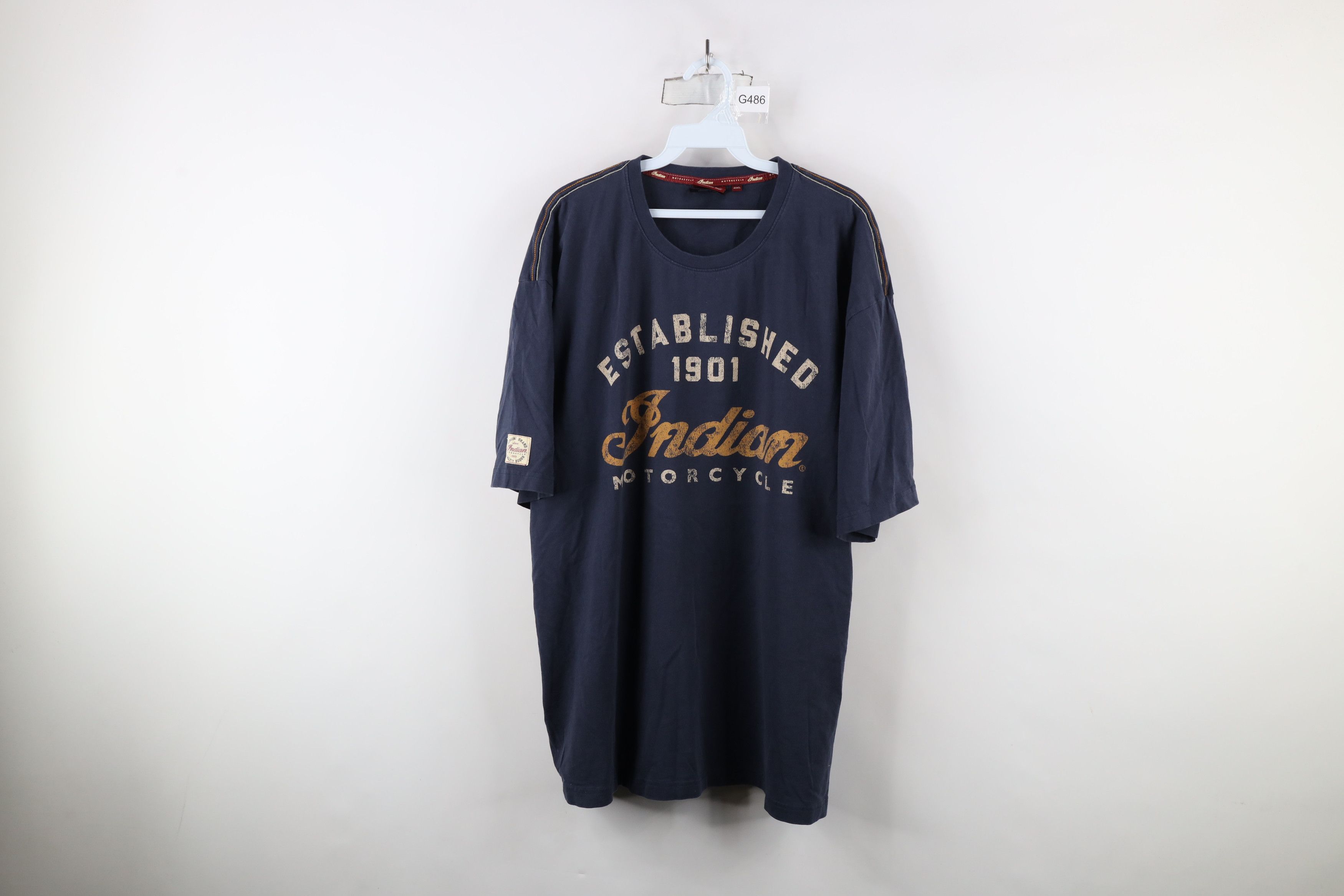 Vintage Vintage Spell Indian Motorcycle Short Sleeve T-Shirt Blue Size US XXL / EU 58 / 5 - 1 Thumbnail