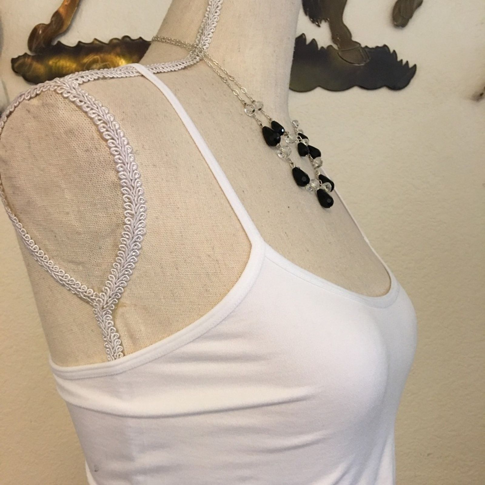 Jewelry Black and clear double strand chandelier necklace Size ONE SIZE - 2 Thumbnail