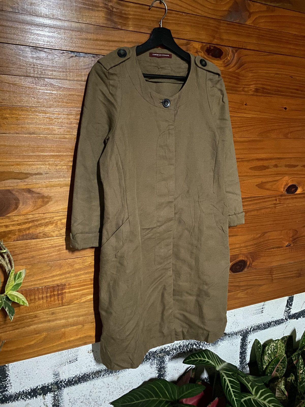 Vintage Comptoir des Cotonniers Khaki Cotton Linen French Workwear Size M / US 6-8 / IT 42-44 - 5 Thumbnail