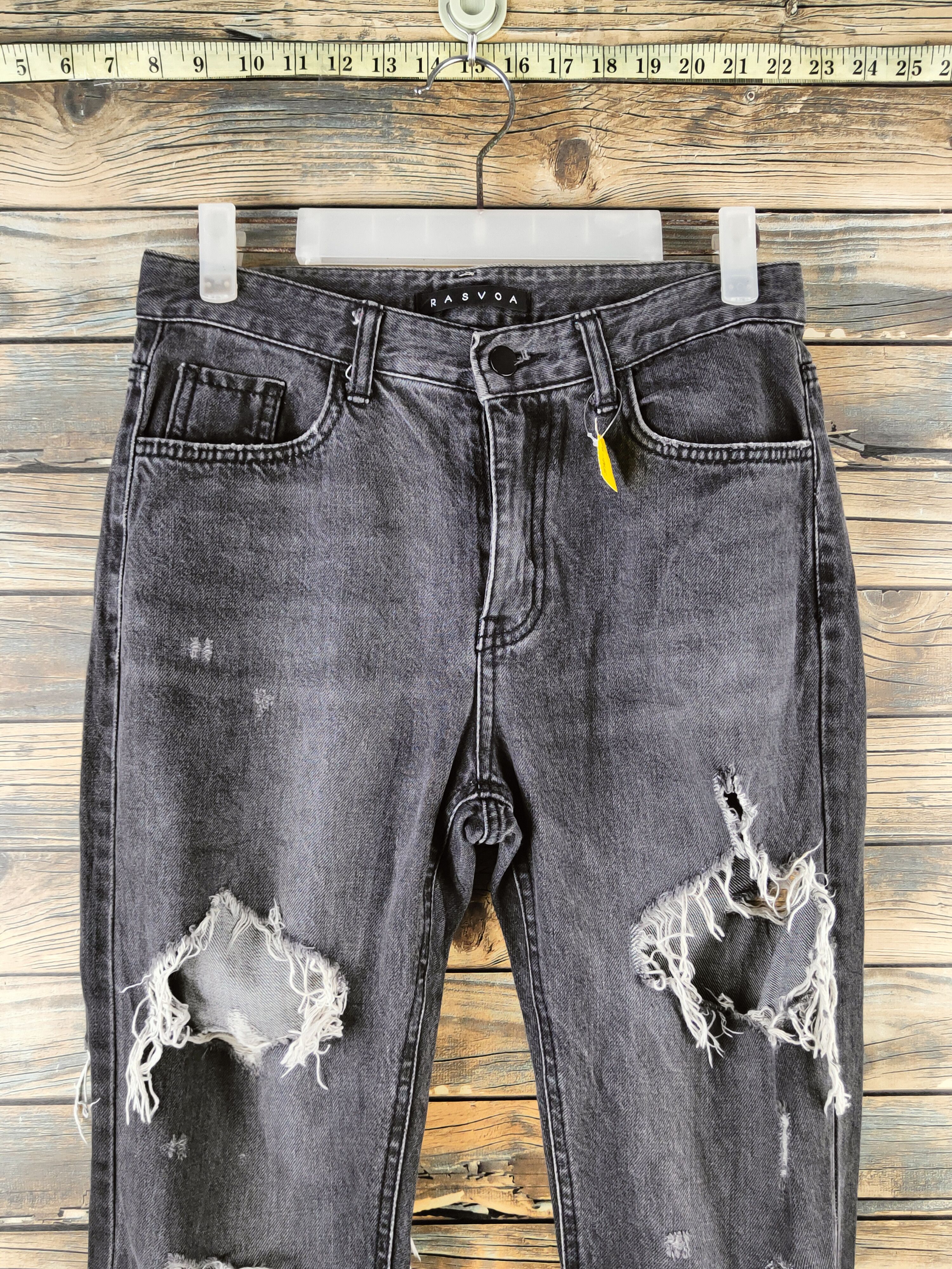Japanese Brand DL Rasvoa Black Distressed Ripped Skinny Jeans #46-965 Size US 28 / EU 44 - 2 Thumbnail