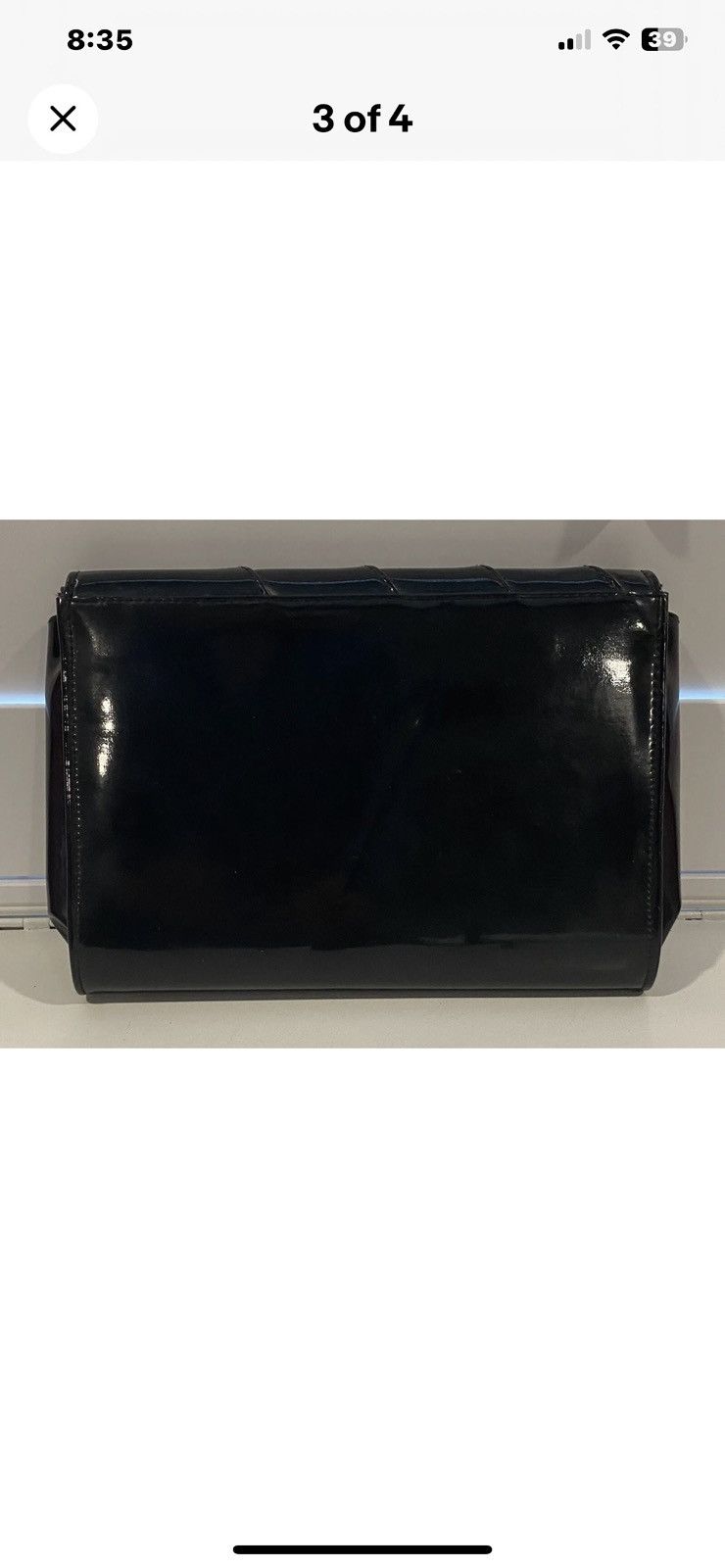 Other Black Patent Rectangle Shoulder /Clutch Purse 11” x 7” Size ONE SIZE - 3 Thumbnail
