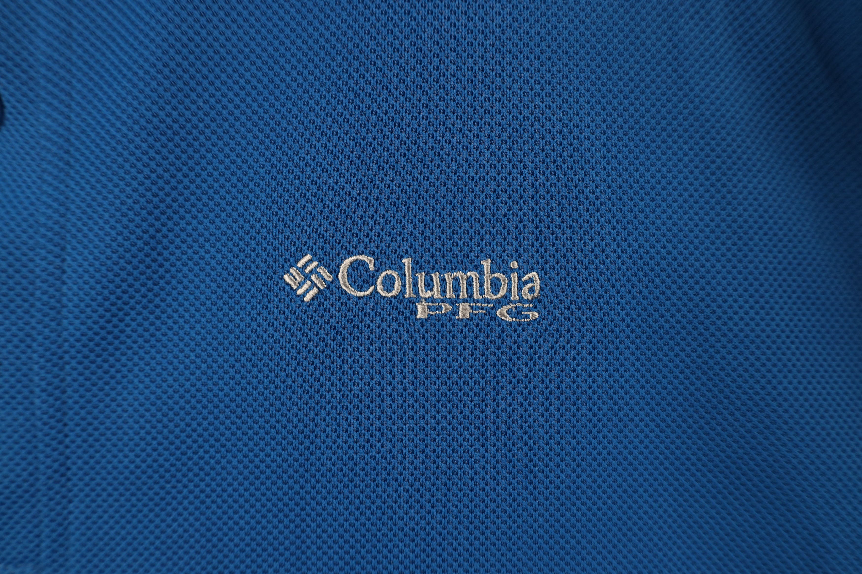 Columbia × Vintage Columbia PFG Performance Fishing Gear Knit Polo Shirt Blue Size US L / EU 52-54 / 3 - 5 Thumbnail