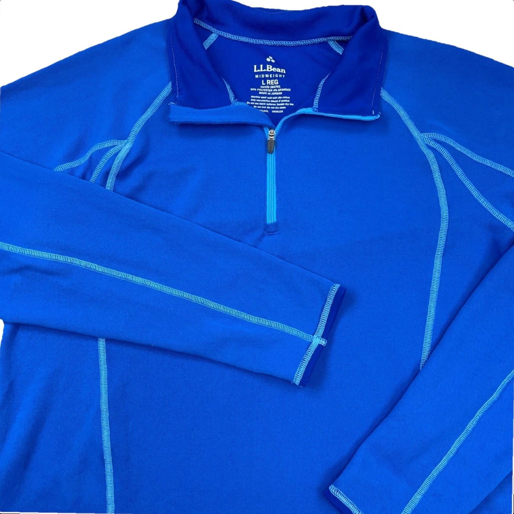 Vintage LL Bean Sweater Men Large Blue Royal Sweatshirt Pull Over Quarter Zip Base Layer Size US L / EU 52-54 / 3 - 2 Thumbnail