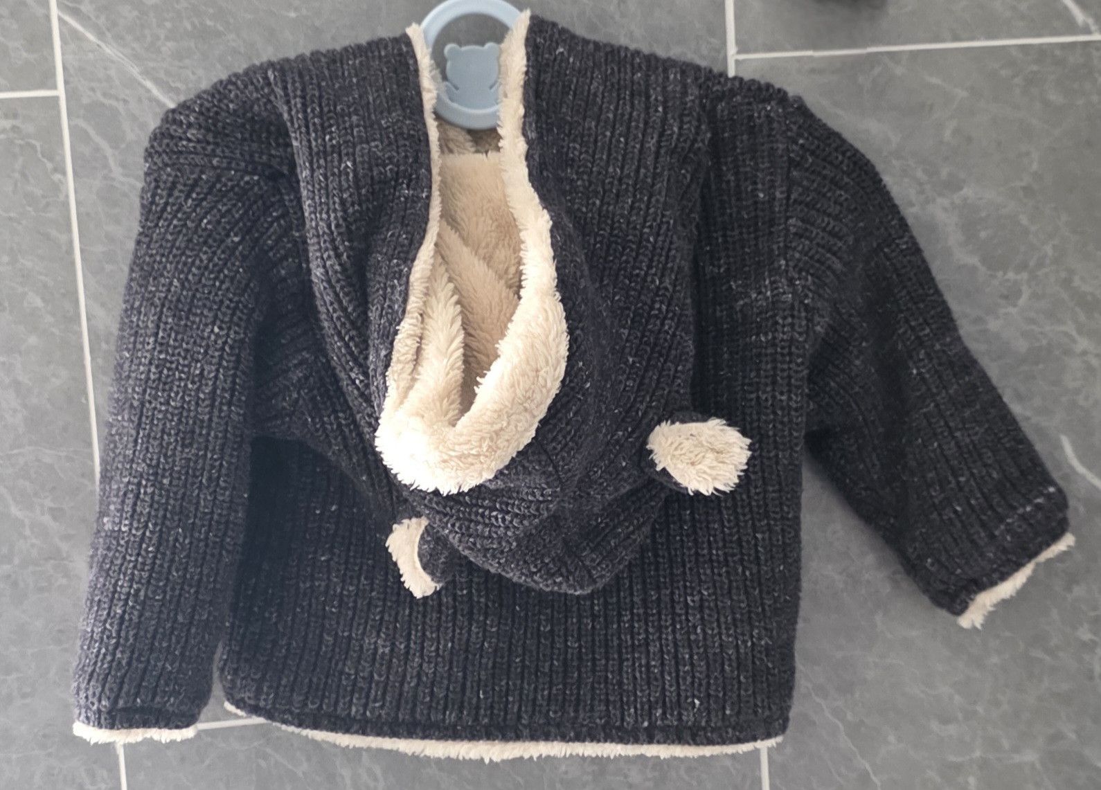 Gap NWT Baby GAP Gray Sherpa Lined Bear Jacket 6-12 Months Size US XXS / EU 40 - 2 Thumbnail