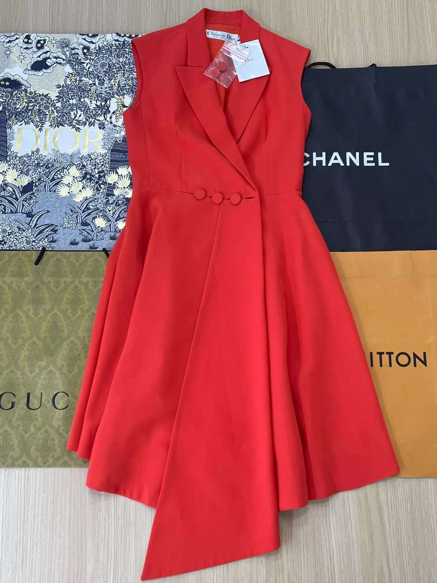 Dior Dior Sleeveless Asym Hem Silk & Wool Red Dress 38 Size XS / US 0-2 / IT 36-38 - 1 Thumbnail