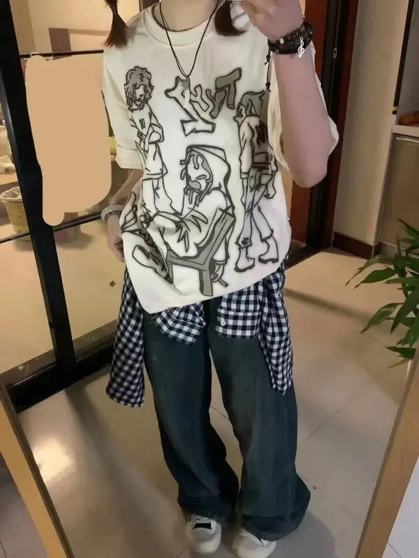 VIBE Streetwear Funny Anime Cartoon Graphic Oversized T-Shirt y2k Size US XL / EU 56 / 4 - 2 Thumbnail