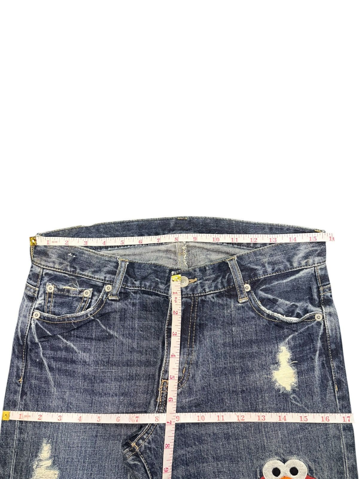 Disney Elmo Sesame Street Embroidered Distress Jeans Size 31" - 6 Thumbnail