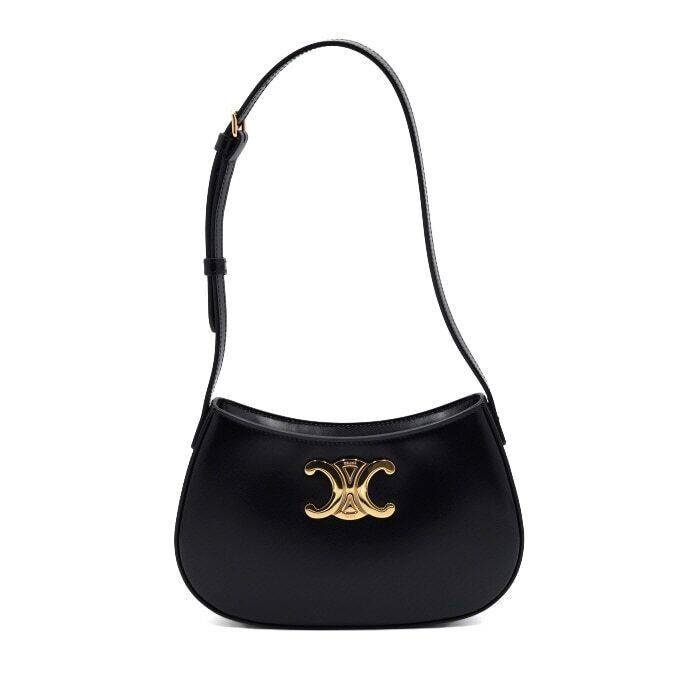 Celine Black Shiny Calfskin Gold-tone Triope Medium Tilly Shoulder Size ONE SIZE - 1 Thumbnail