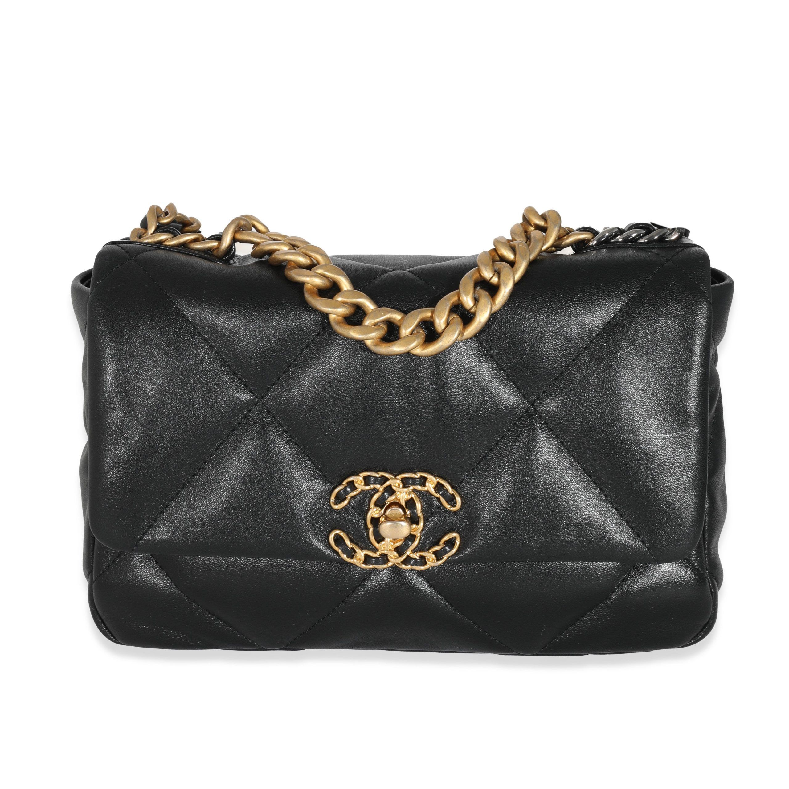 image of Chanel Black Quilted Leather Medium 19 Flap Bag Medium (Assumed), Women's