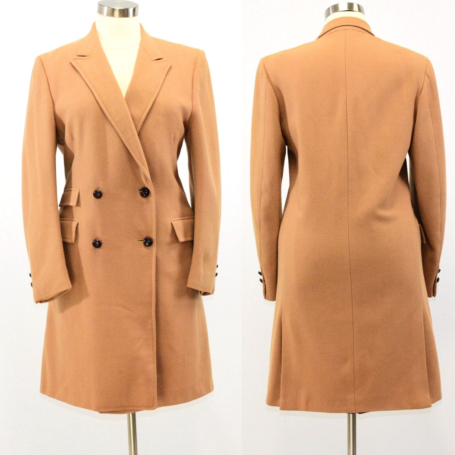 image of Doublet 80's Vintage Womens Tan Double Breasted Wool Coat Size XL Julliard in White