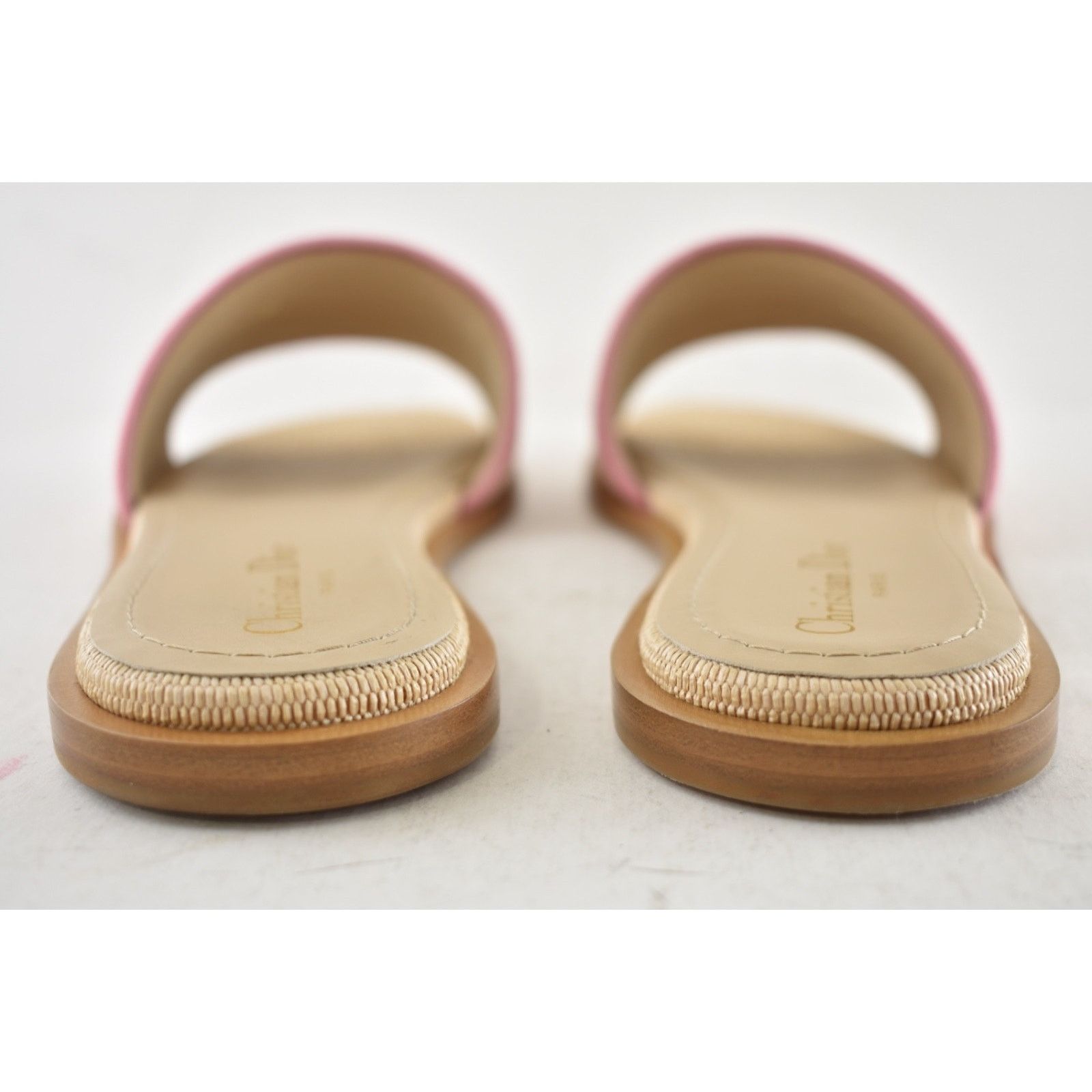 Dior Christian Dior Dway Pink Beige Raffia Logo Slide Sandal 38.5 Size US 8.5 / IT 38.5 - 12 Thumbnail