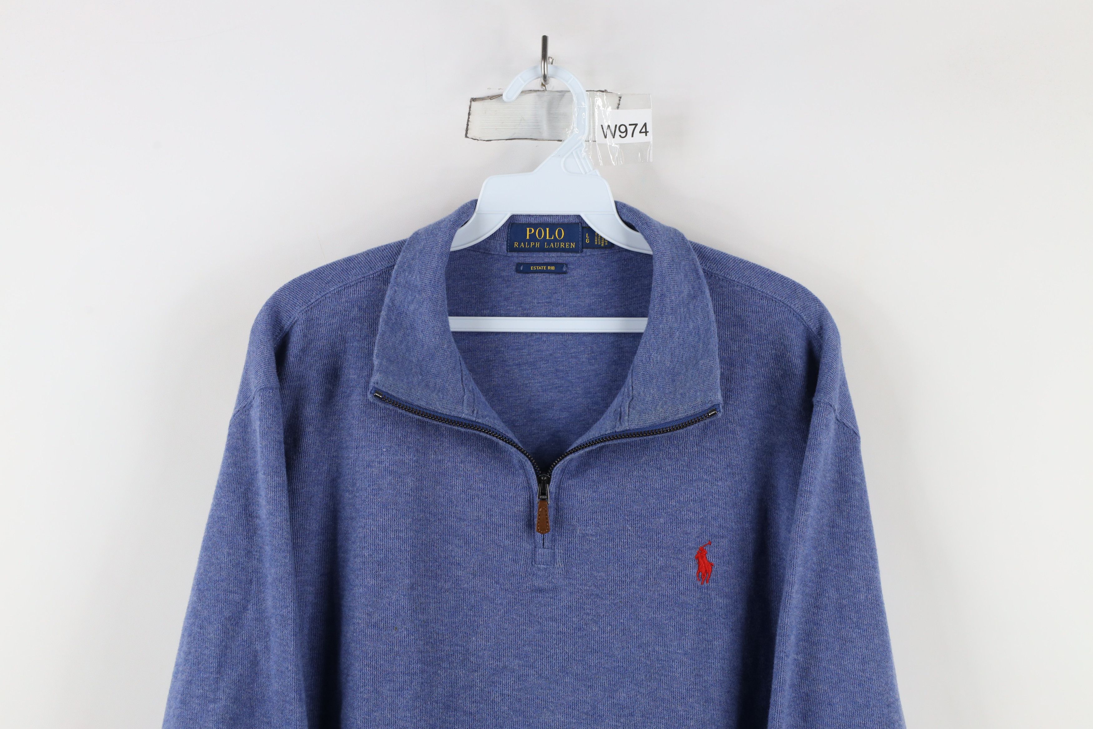 Ralph Lauren × Vintage Vintage Ralph Lauren Rib Ribbed Knit Half Zip Sweater Blue Size US L / EU 52-54 / 3 - 2 Thumbnail