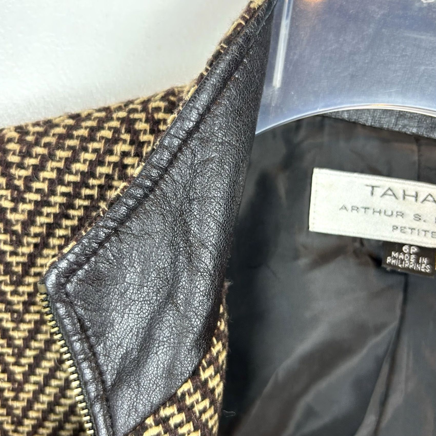Vintage Tahari Blazer Womens 6 Petite Wool Blend Tweed Belted Lined Single-Breasted Jacket, Brown, Petite Size M / US 6-8 / IT 42-44 - 6 Thumbnail