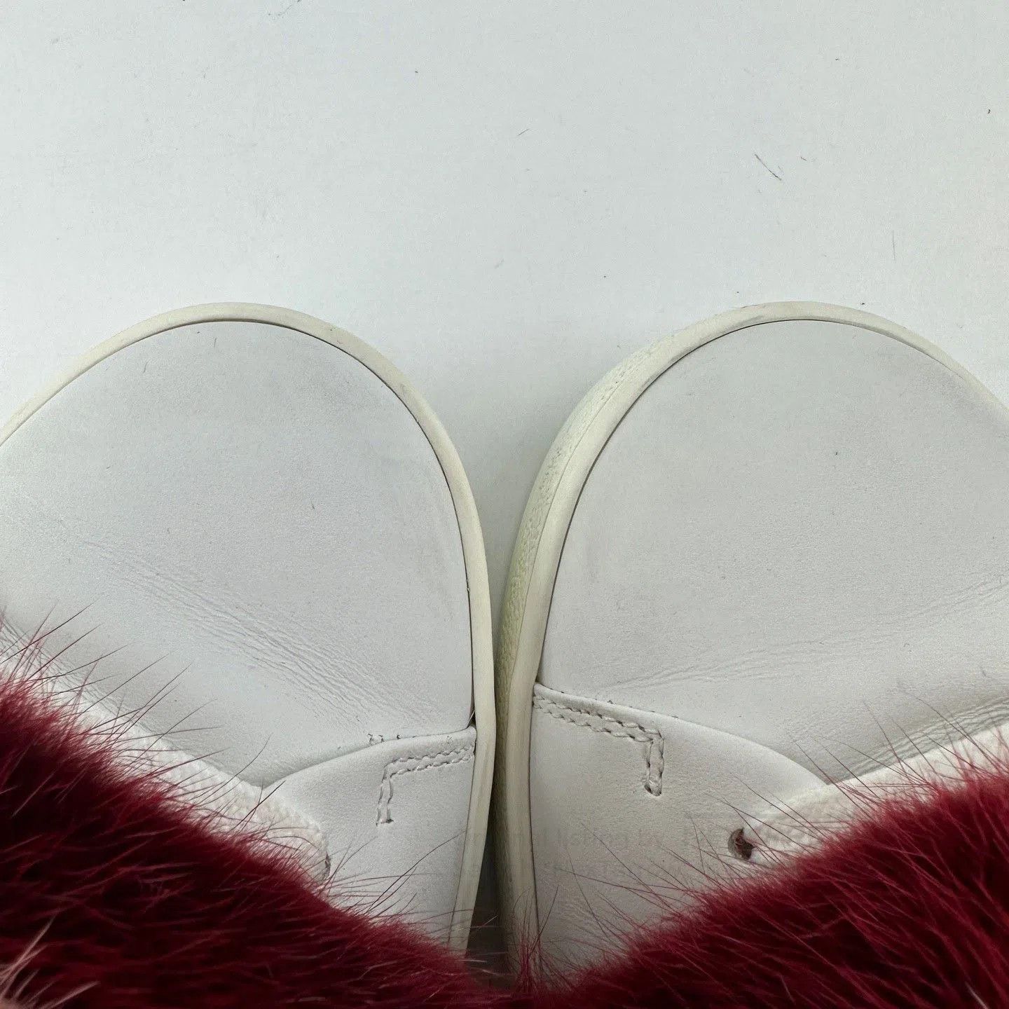 Louis Vuitton LV Red Pink Mink Fur White Sneakers. Size US 6 / IT 36 - 8 Thumbnail