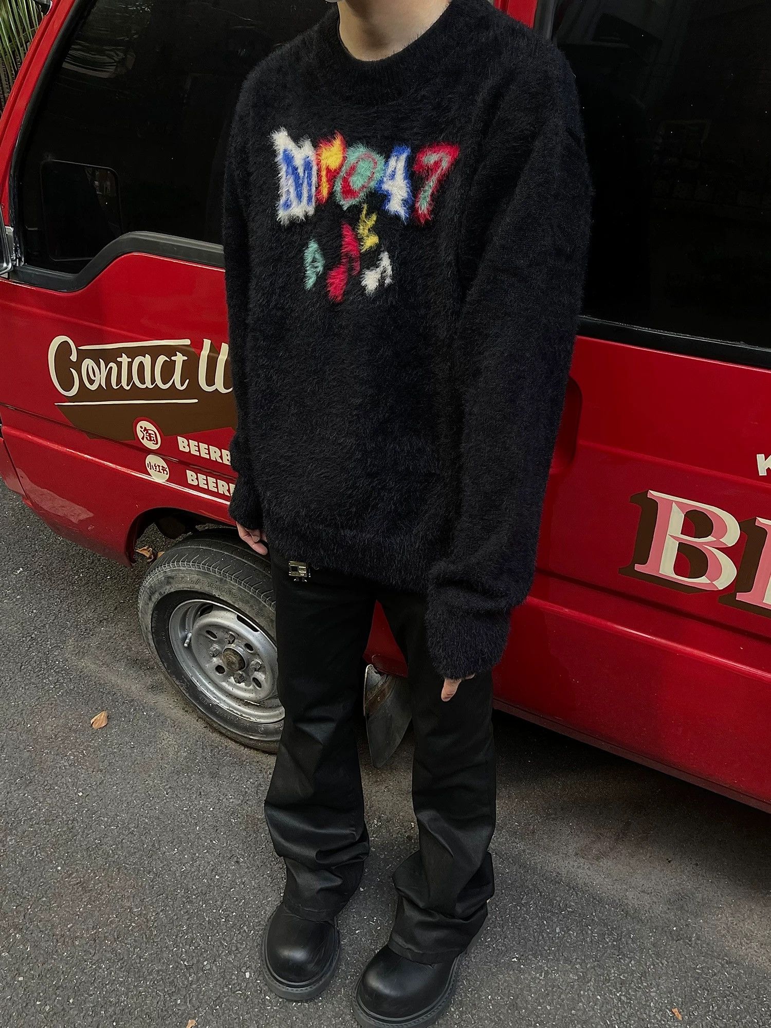Japanese Brand × Vintage Flaming Black Sweater Size US S / EU 44-46 / 1 - 1 Thumbnail