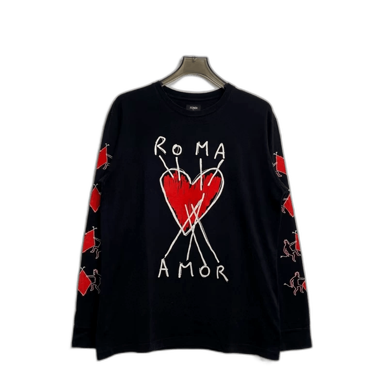 Fendi Fendi Long Sleeve Graffiti Heart Shirt Size US S / EU 44-46 / 1 - 1 Thumbnail