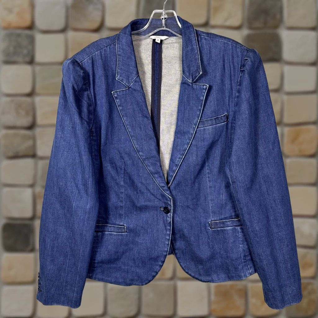 Vintage LL Bean Chore Jacket Womens 18 Blue Denim Blazer Equestrian Field Barn Cargo Size XXL / US 16-18 / IT 52-54 - 1 Thumbnail