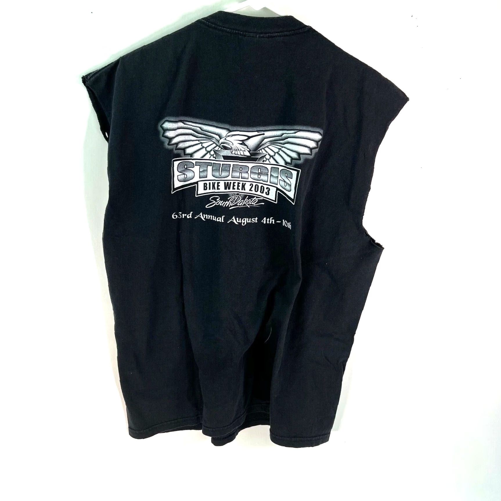 Gildan VINTAGE Gildan Sturgis 63rd Annual Bike Week 2003 Black Graphic Cut Tank Top Adult XL Motorcycle Mens Size US XL / EU 56 / 4 - 2 Thumbnail