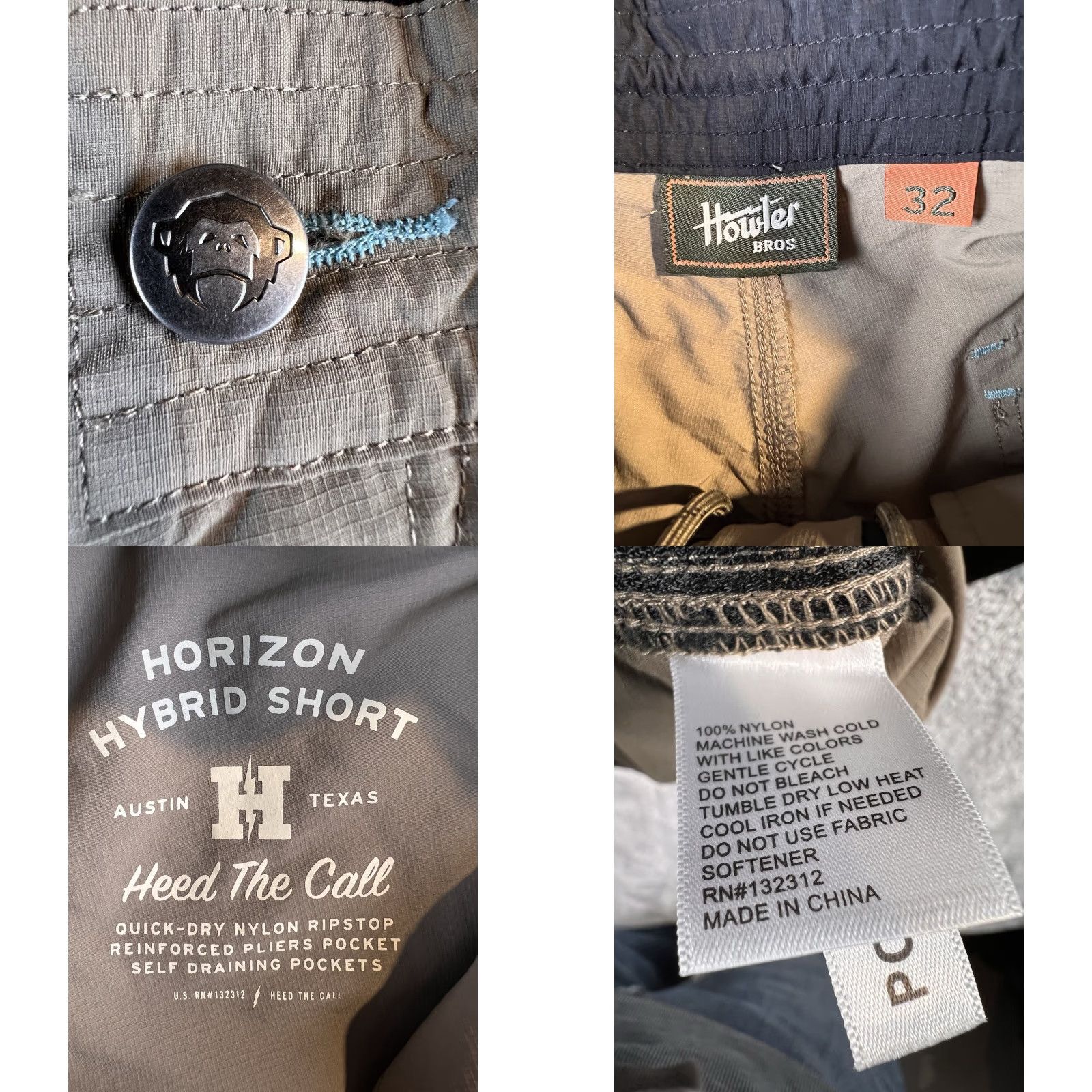 Howler Brothers Howler Brothers Shorts Mens 32 Beige Horizon Hybrid Ripstop Inseam 9.5 Nylon Lightweight Outdoor Chino Pocket Slash Casual Travel Summer Spring Fall Size US 32 / EU 48 - 8 Thumbnail
