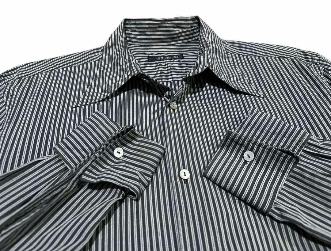 5351 POUR LES HOMMES 🔥Sick Y2K 5351 Pour Les Hommes Striped Shirt French Cuffs Size US L / EU 52-54 / 3 - 3 Thumbnail