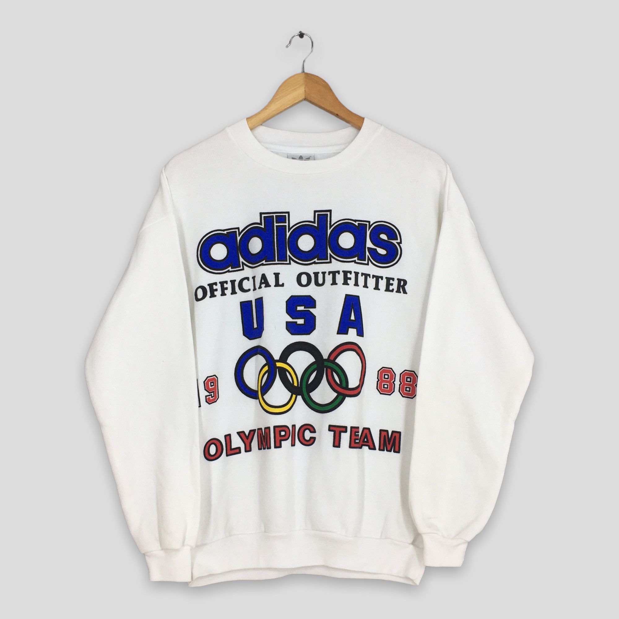 Adidas Vintage 80's Adidas Usa Olympic Team White Sweatshirt Small Size US S / EU 44-46 / 1 - 1 Thumbnail