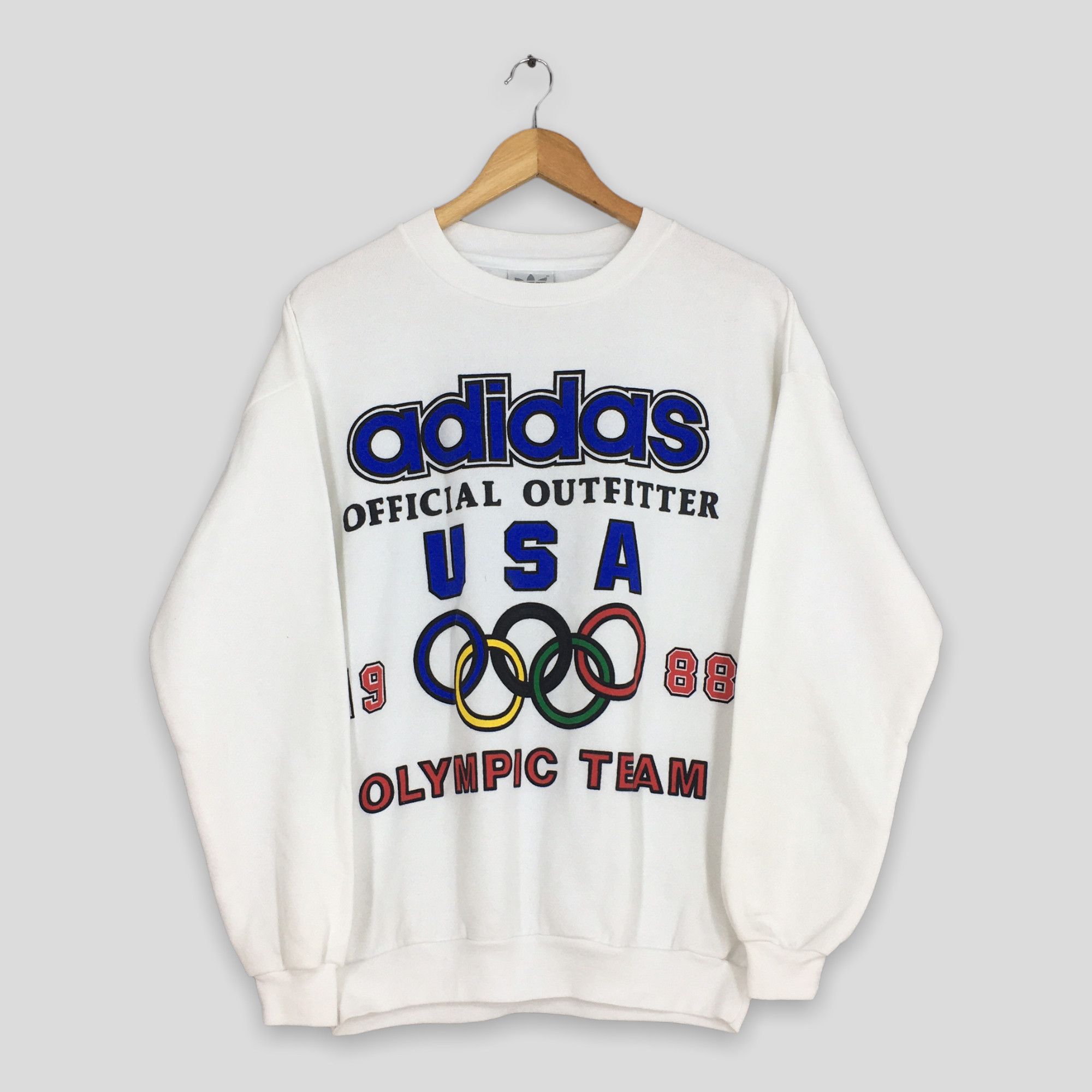 image of 80's Adidas Usa Olympic Team White Sweatshirt Small, Men's