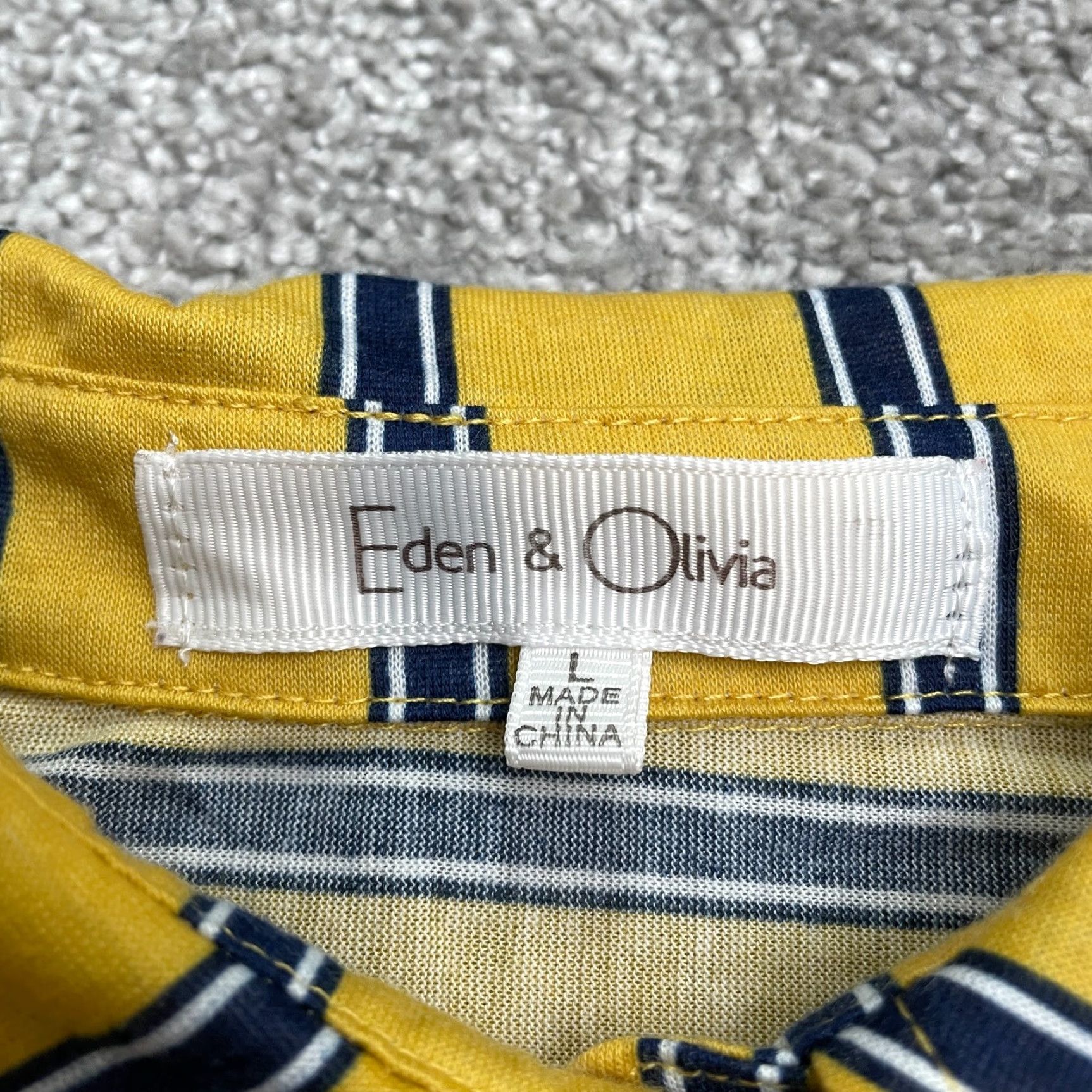 Vintage Eden & Olivia Button Down Shirt Blouse Women Large Yellow Blue Stripe Sleeveless Shirt Size L / US 10 / IT 46 - 6 Thumbnail