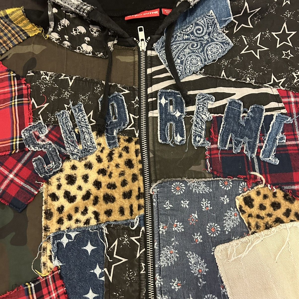 Supreme Patchwork Zip Up Hooded Sweatshirt (FW22) - $198