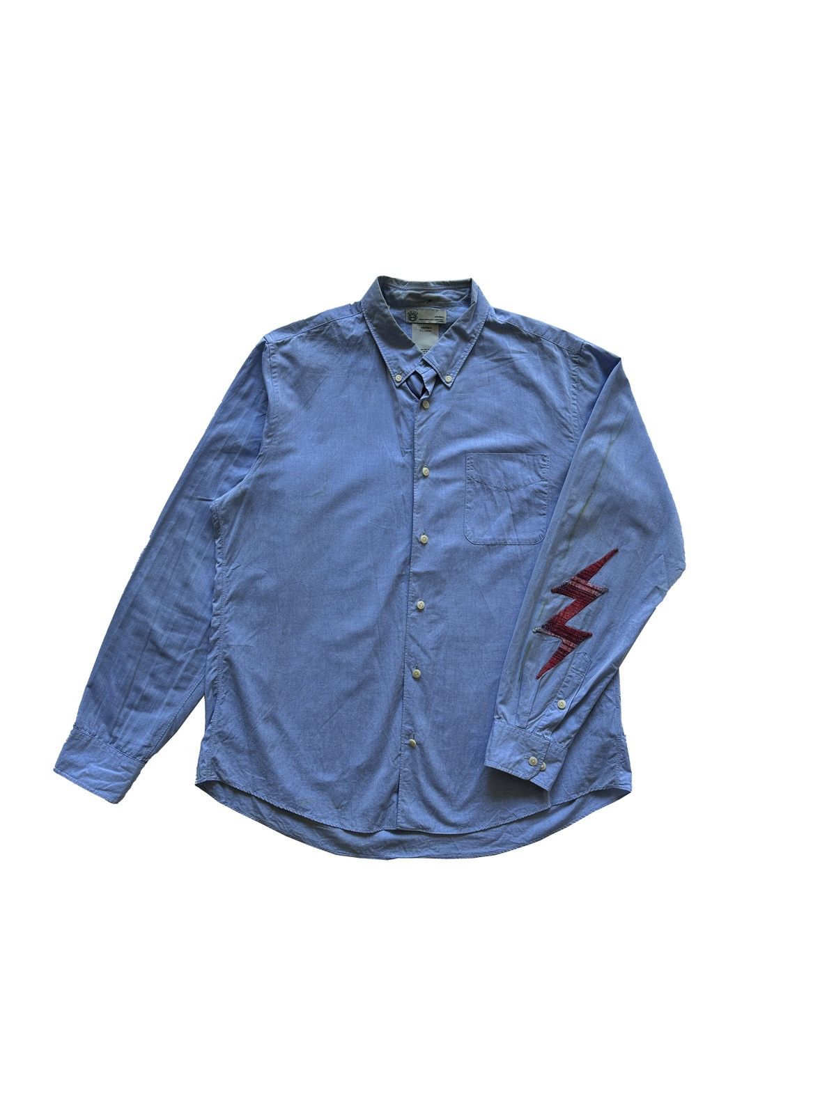 image of Visvim Ss17 Lungta B.d. Lightning L/s Giza in Navy, Men's (Size Large)