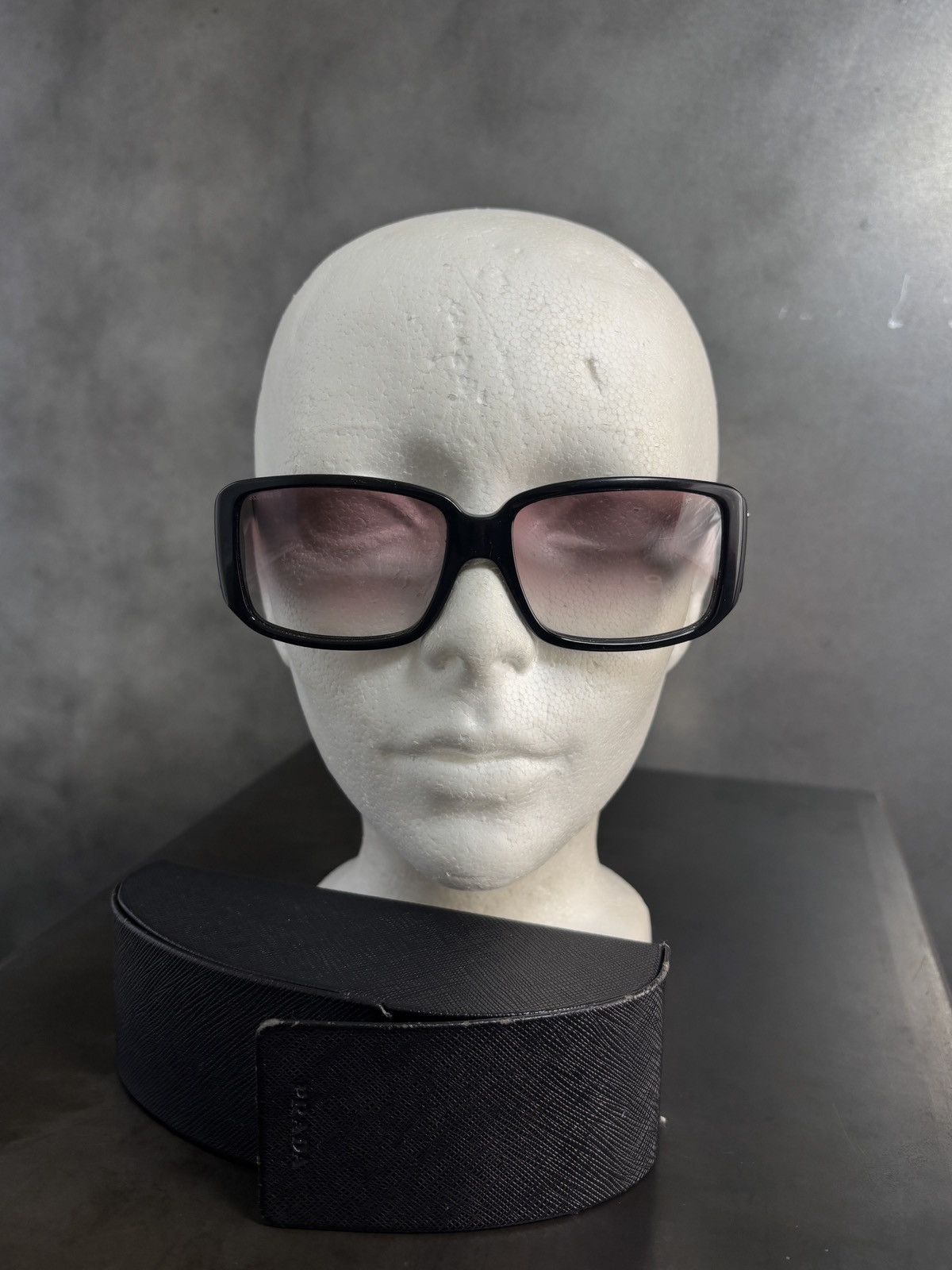 Y2K Prada Sunglasses SPR16L Triangle Logo Case 2000s Vintage