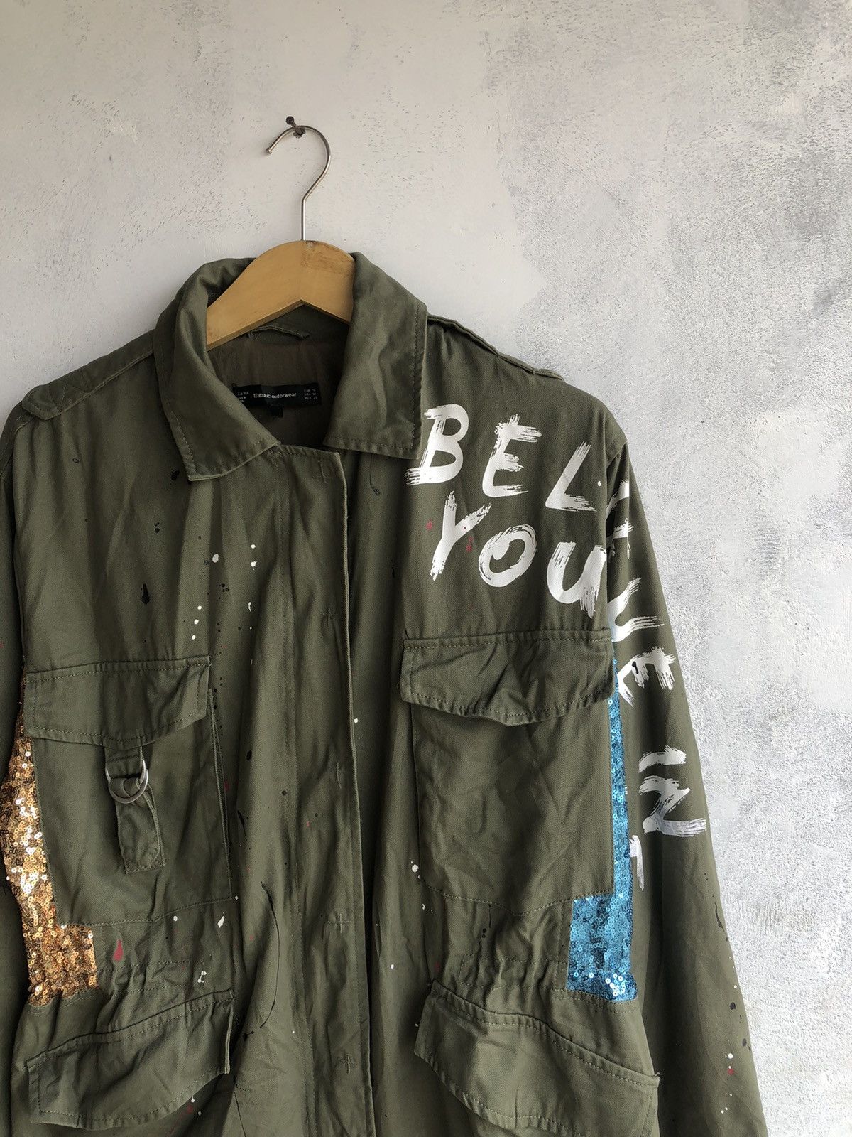 If Six Was Nine × Le Grande Bleu (L.G.B.) × Zara Poem Gothic Artwork Military Jacket Zara Punk Rock Style Size US M / EU 48-50 / 2 - 3 Thumbnail