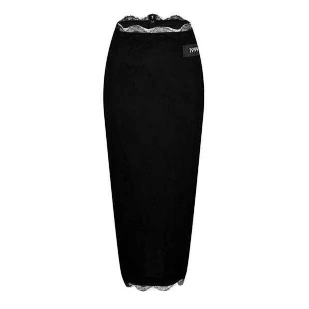 Dolce & Gabbana o1g2r1mq1024 Chantilly Lace Midi Skirt in Nero Size 27" / US 4 / IT 40 - 1 Thumbnail