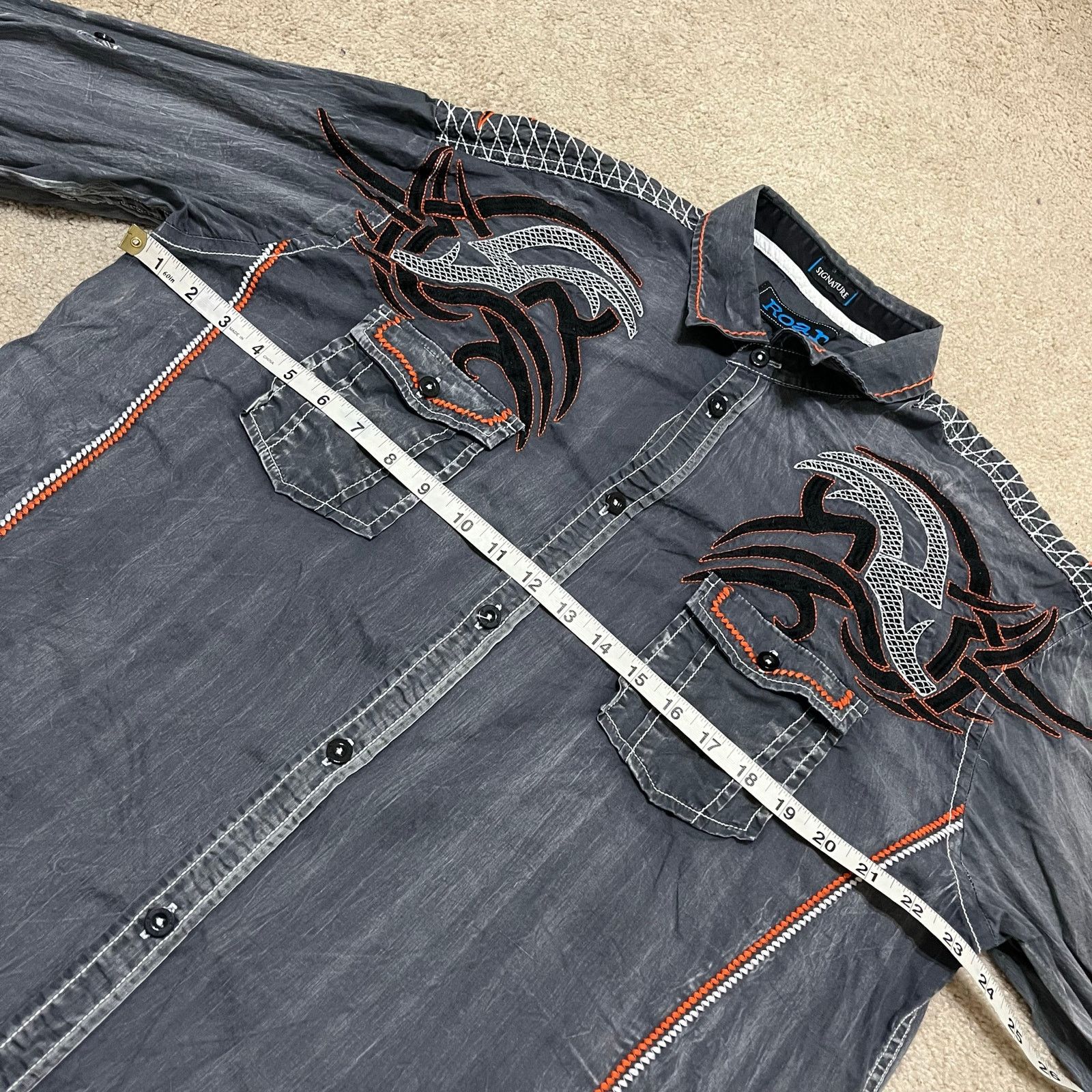 Roar Roar Y2K Cyber Orange/Grey Long Sleeve Button Up XL Size US XL / EU 56 / 4 - 6 Thumbnail