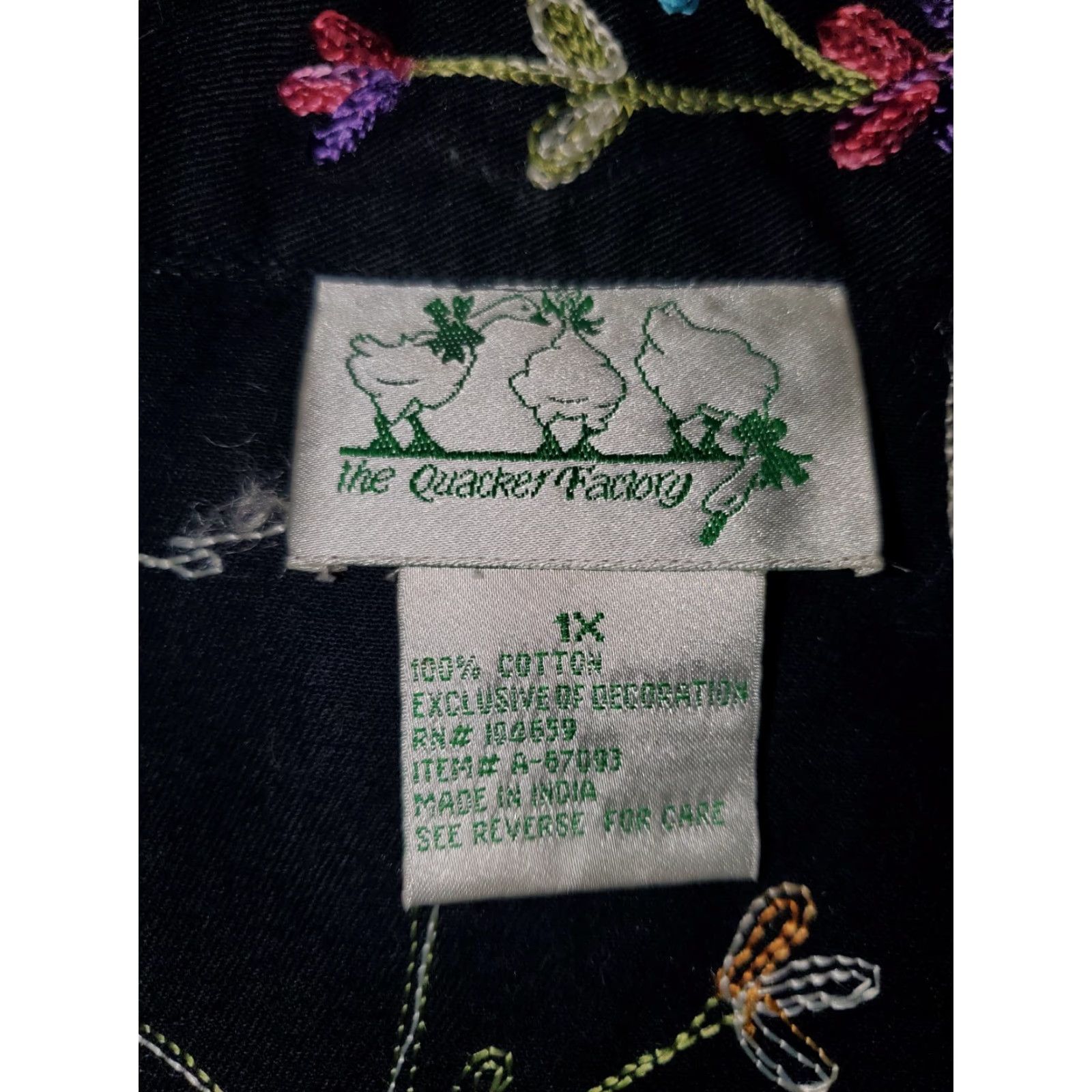 Quacker Factory VINTAGE Quacker Factory Women's 1X Beaded Butterfly Flower Embroidered Shirt Size XL / US 12-14 / IT 48-50 - 4 Thumbnail