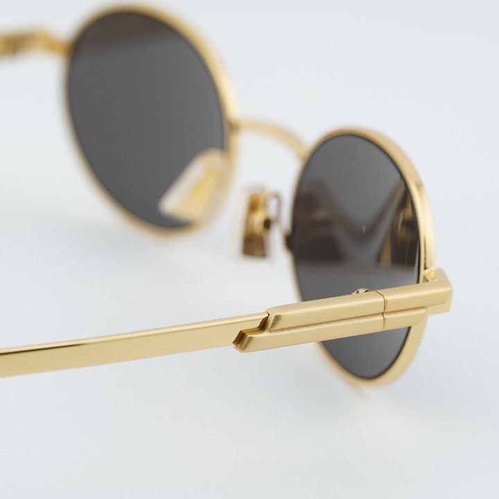 Bottega Veneta Bottega Veneta BV1470S 001 Sunglasses Gold Oval Frame, Grey Size ONE SIZE - 6 Thumbnail