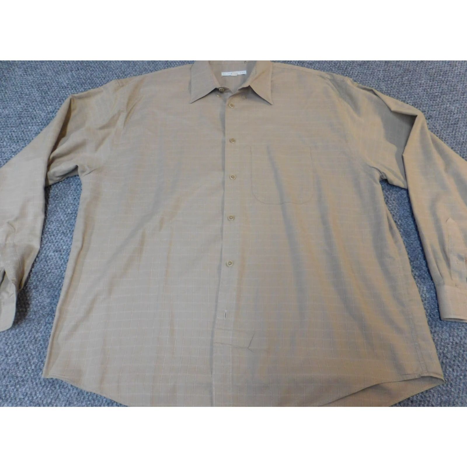 Geoffrey Beene Geoffrey Beene Mens Button-Down Shirt XL Plaid Beige Casual Regular Size US XL / EU 56 / 4 - 2 Thumbnail